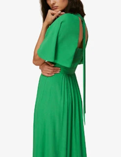Whistles Amelia Cape-sleeved Crepe Maxi Dress 6 Whistles Amelia Cape-sleeved Crepe Maxi Dress -The Fashion Shop R03768544 GREEN ALT02