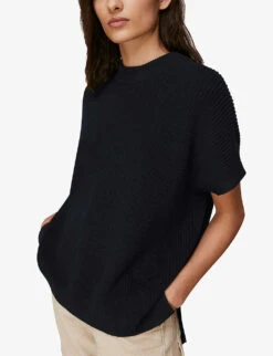 Whistles Round-neck Ribbed Cotton Tunic -The Fashion Shop R03769045 NAVY ALT03