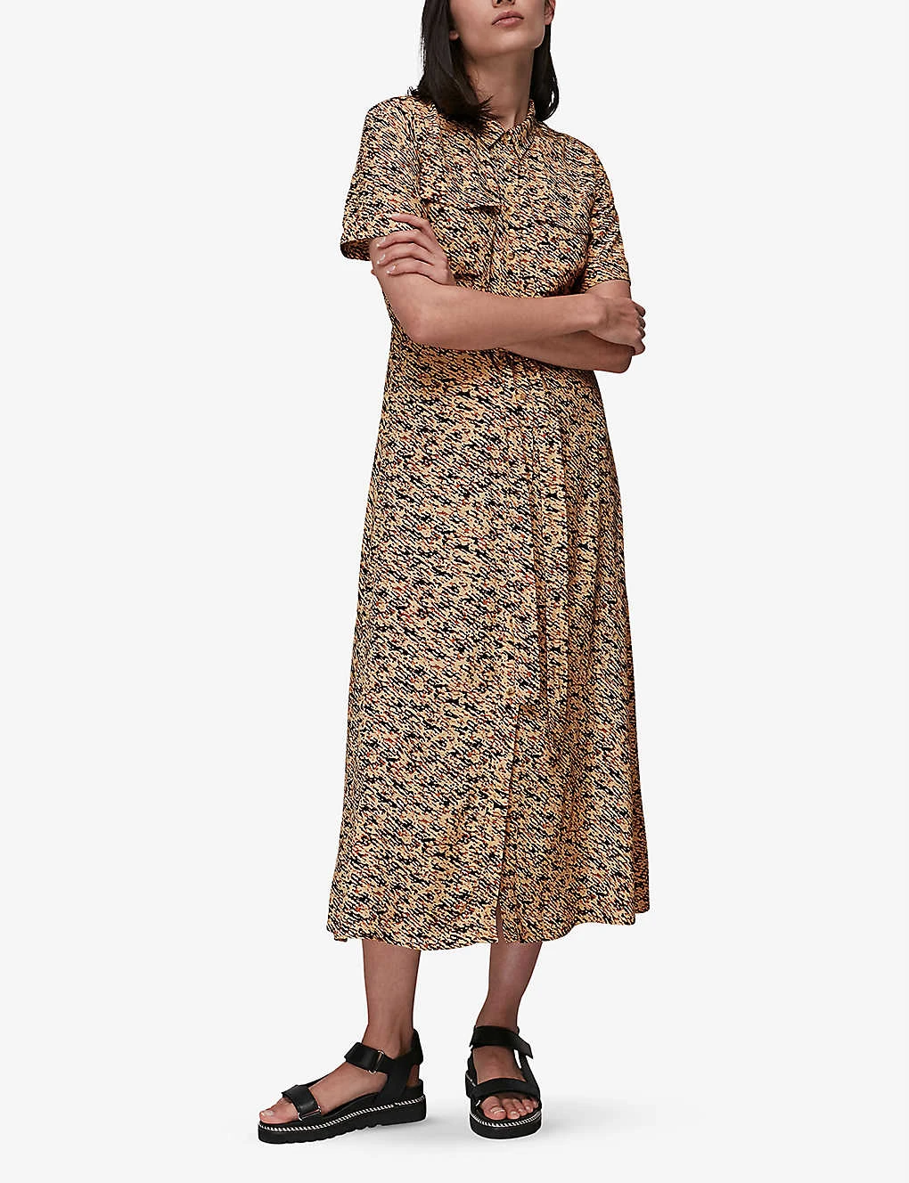 Whistles Bark-print Short-sleeved Midi Shirt Dress 2 Whistles Bark-print Short-sleeved Midi Shirt Dress - Image 2