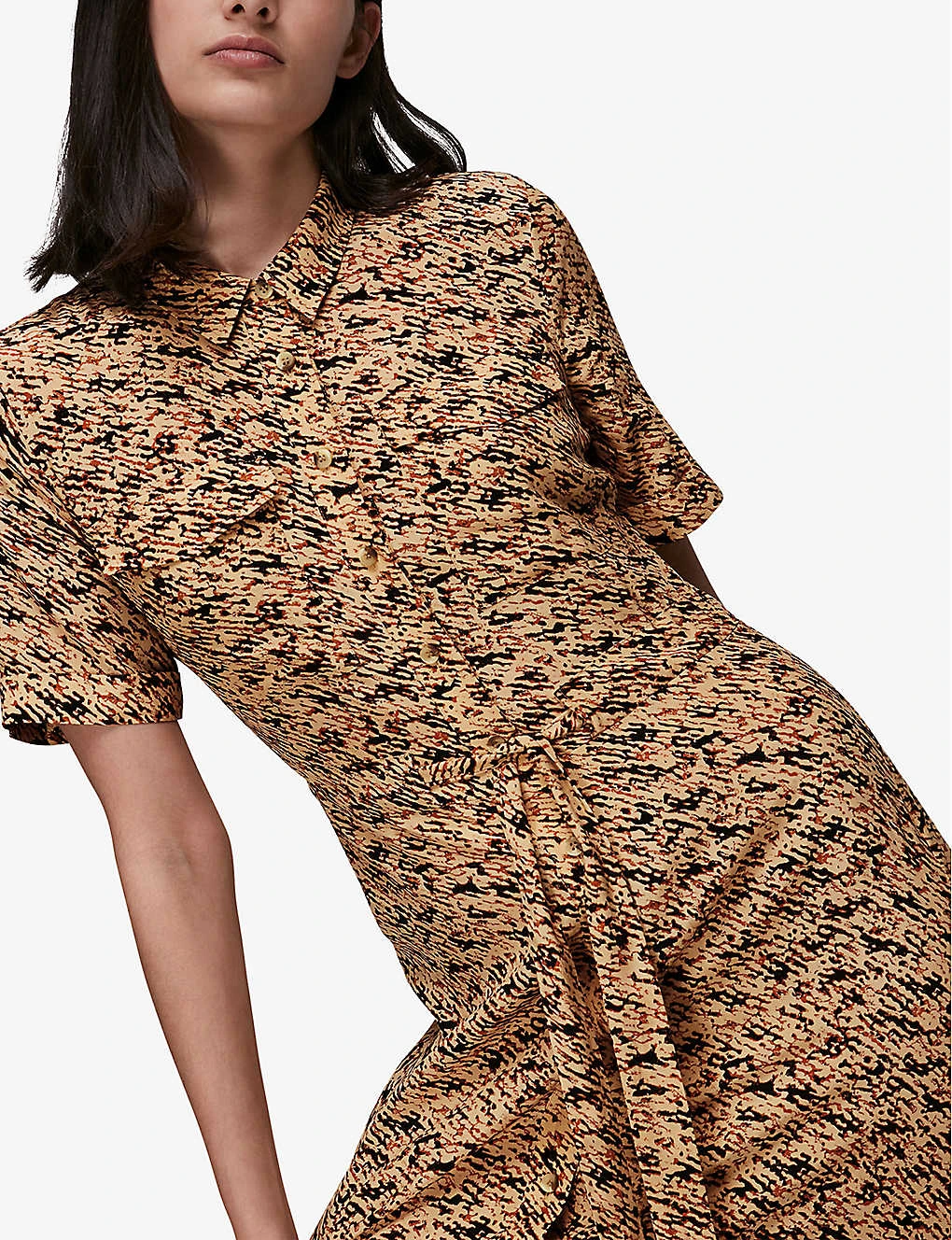 Whistles Bark-print Short-sleeved Midi Shirt Dress 4 Whistles Bark-print Short-sleeved Midi Shirt Dress - Image 4