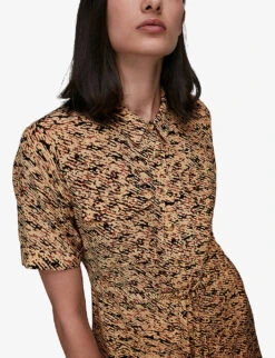 Whistles Bark-print Short-sleeved Midi Shirt Dress 9 Whistles Bark-print Short-sleeved Midi Shirt Dress -The Fashion Shop R03769650 MULTICOLOURED ALT04
