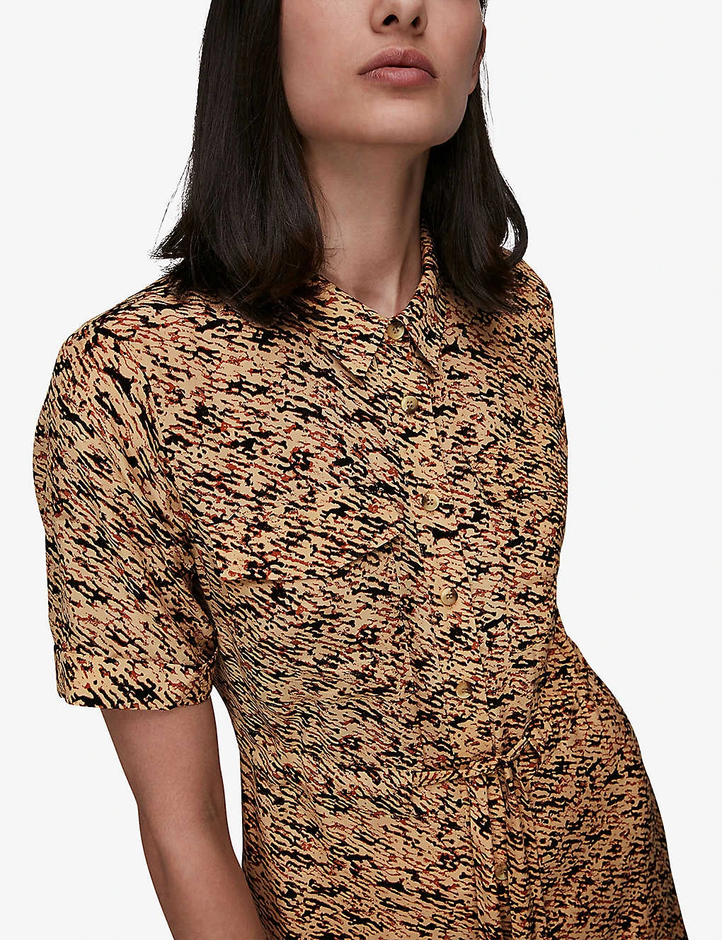Whistles Bark-print Short-sleeved Midi Shirt Dress 5 Whistles Bark-print Short-sleeved Midi Shirt Dress - Image 5