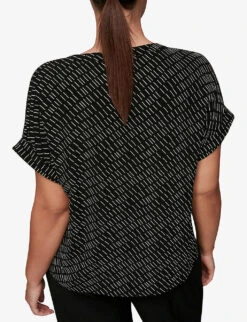 Whistles Geometric-print V-neck Woven Top 6 Whistles Geometric-print V-neck Woven Top -The Fashion Shop R03769652 BLACK ALT02