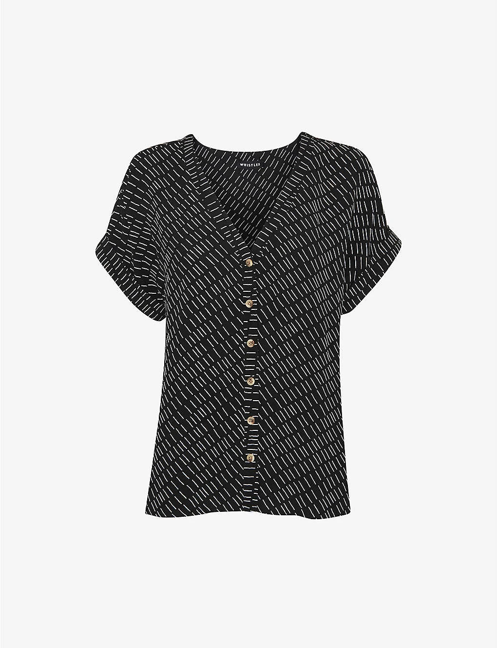 Whistles Geometric-print V-neck Woven Top 1 Whistles Geometric-print V-neck Woven Top