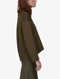 Whistles Polo-collar Cotton-knit Jumper 8 Whistles Polo-collar Cotton-knit Jumper -The Fashion Shop R03771118 KHAKI ALT03