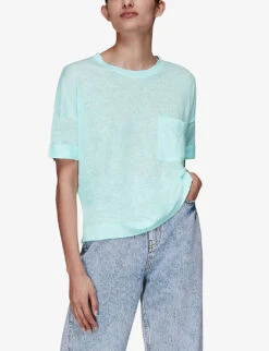 Whistles Patch-pocket Relaxed-fit Linen T-shirt 8 Whistles Patch-pocket Relaxed-fit Linen T-shirt -The Fashion Shop R03771120 TURQUOISE ALT03