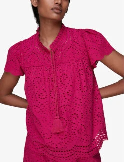 Whistles Bonnie Broderie-anglaise Cotton Blouse 8 Whistles Bonnie Broderie-anglaise Cotton Blouse -The Fashion Shop R03774277 PINK ALT03