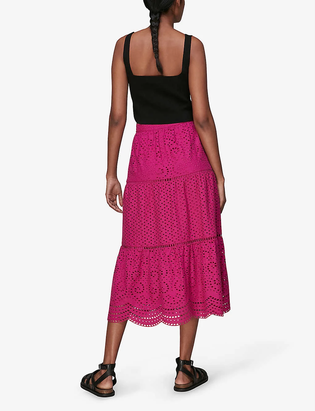 Whistles Broderie-anglaise Tiered Cotton Midi Skirt 3 Whistles Broderie-anglaise Tiered Cotton Midi Skirt - Image 3