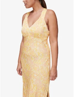 Whistles Safari-print Satin Midi Dress 7 Whistles Safari-print Satin Midi Dress -The Fashion Shop R03776759 YELLOW ALT03
