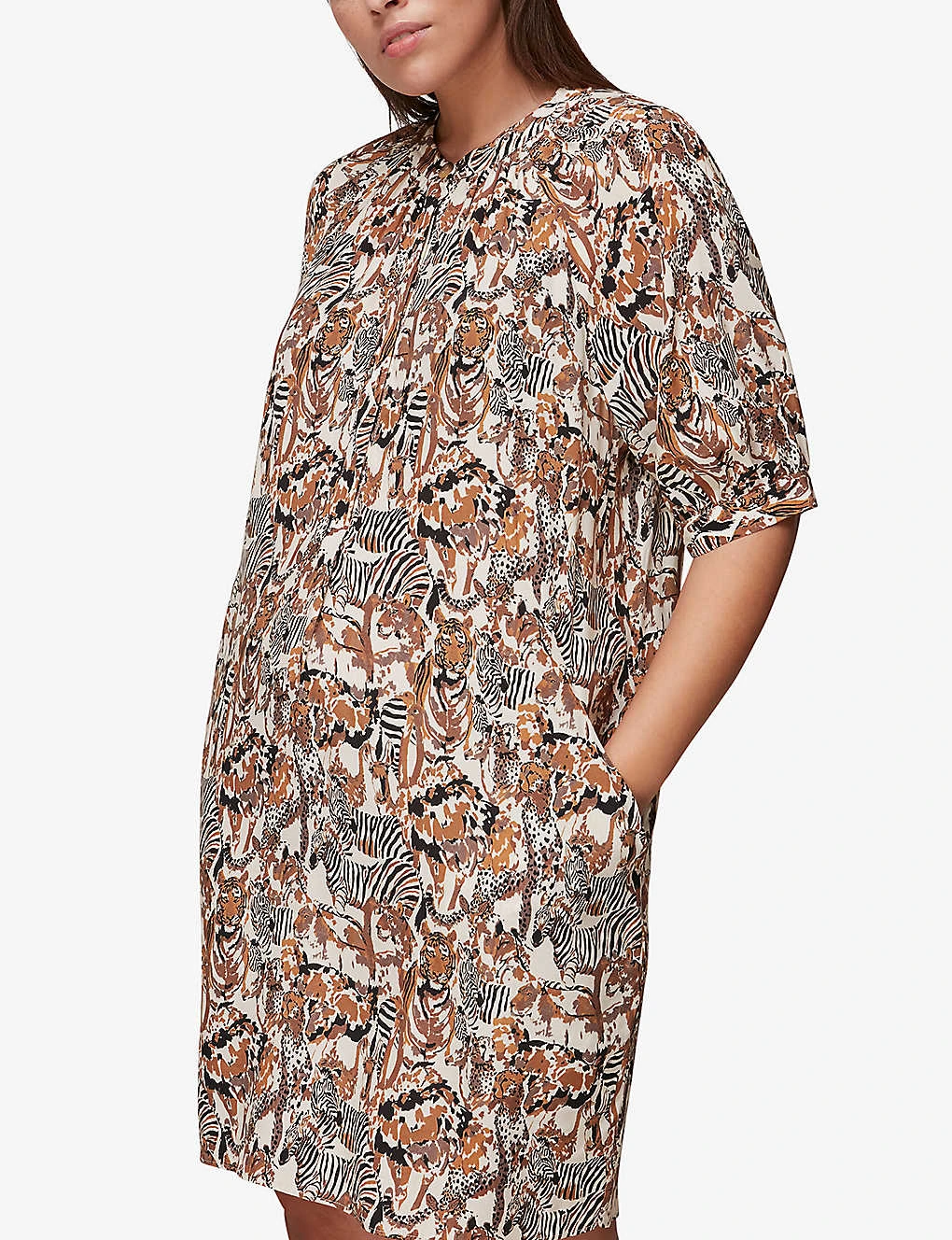 Whistles Safari Print Woven Mini Dress 2 Whistles Safari Print Woven Mini Dress - Image 2