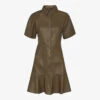 Whistles Button-down Flared Leather Mini Dress