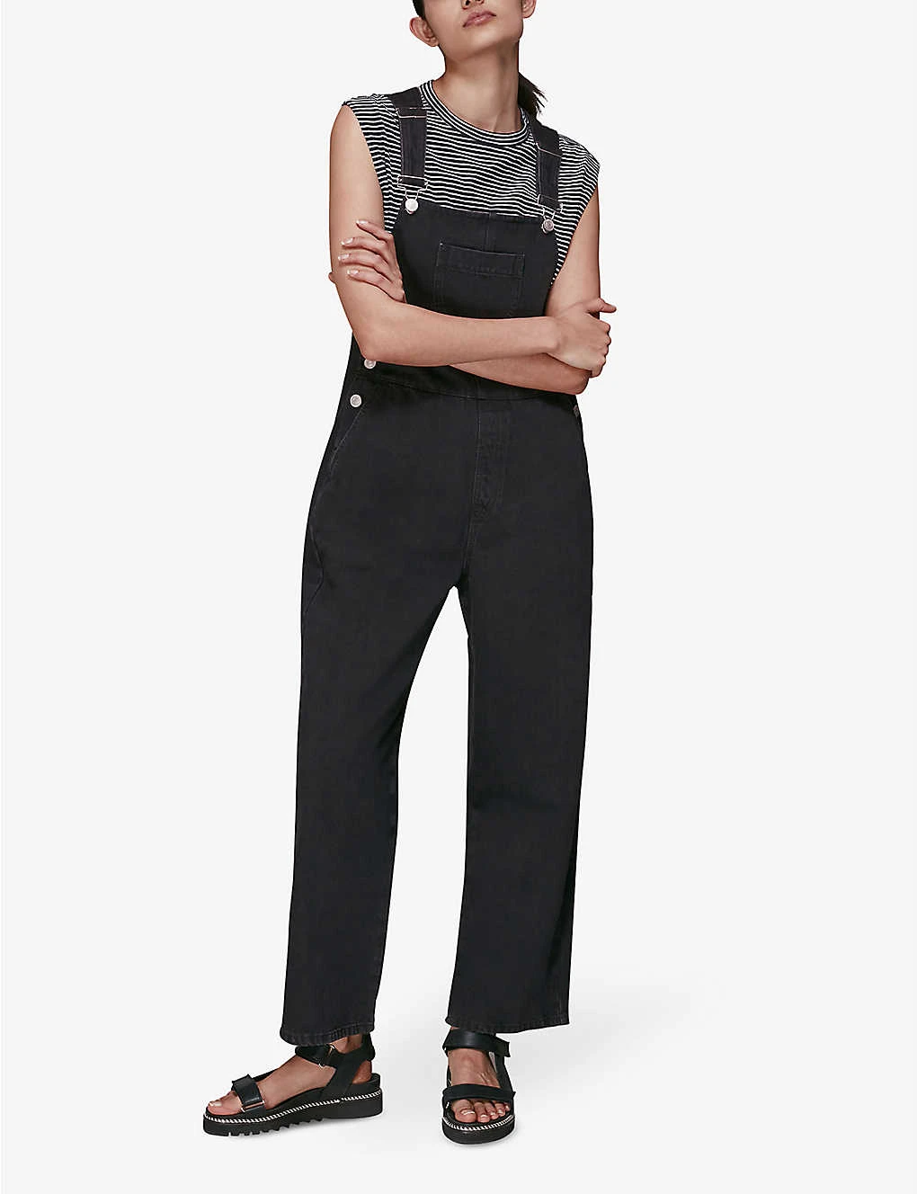 Whistles Leni Square-neck Denim Dungarees 2 Whistles Leni Square-neck Denim Dungarees - Image 2