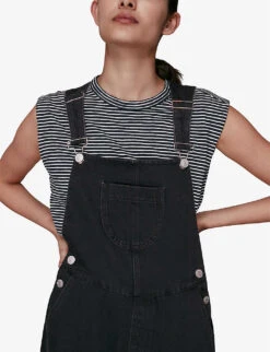 Whistles Leni Square-neck Denim Dungarees 8 Whistles Leni Square-neck Denim Dungarees -The Fashion Shop R03776768 BLACK ALT03
