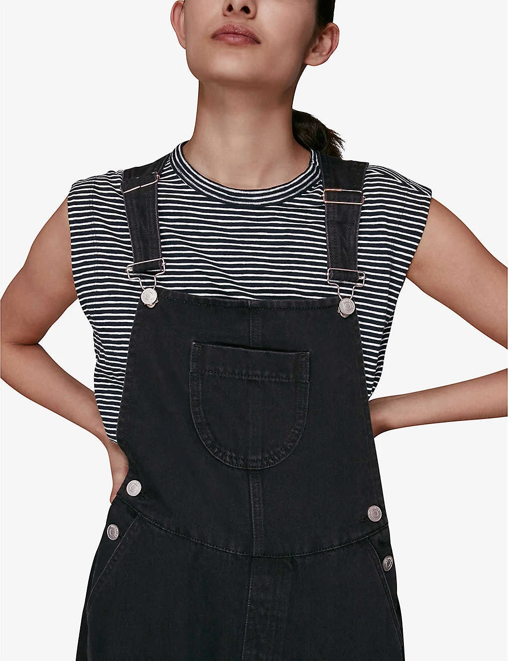 Whistles Leni Square-neck Denim Dungarees 4 Whistles Leni Square-neck Denim Dungarees - Image 4
