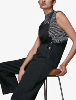 Whistles Leni Square-neck Denim Dungarees 9 Whistles Leni Square-neck Denim Dungarees -The Fashion Shop R03776768 BLACK ALT04