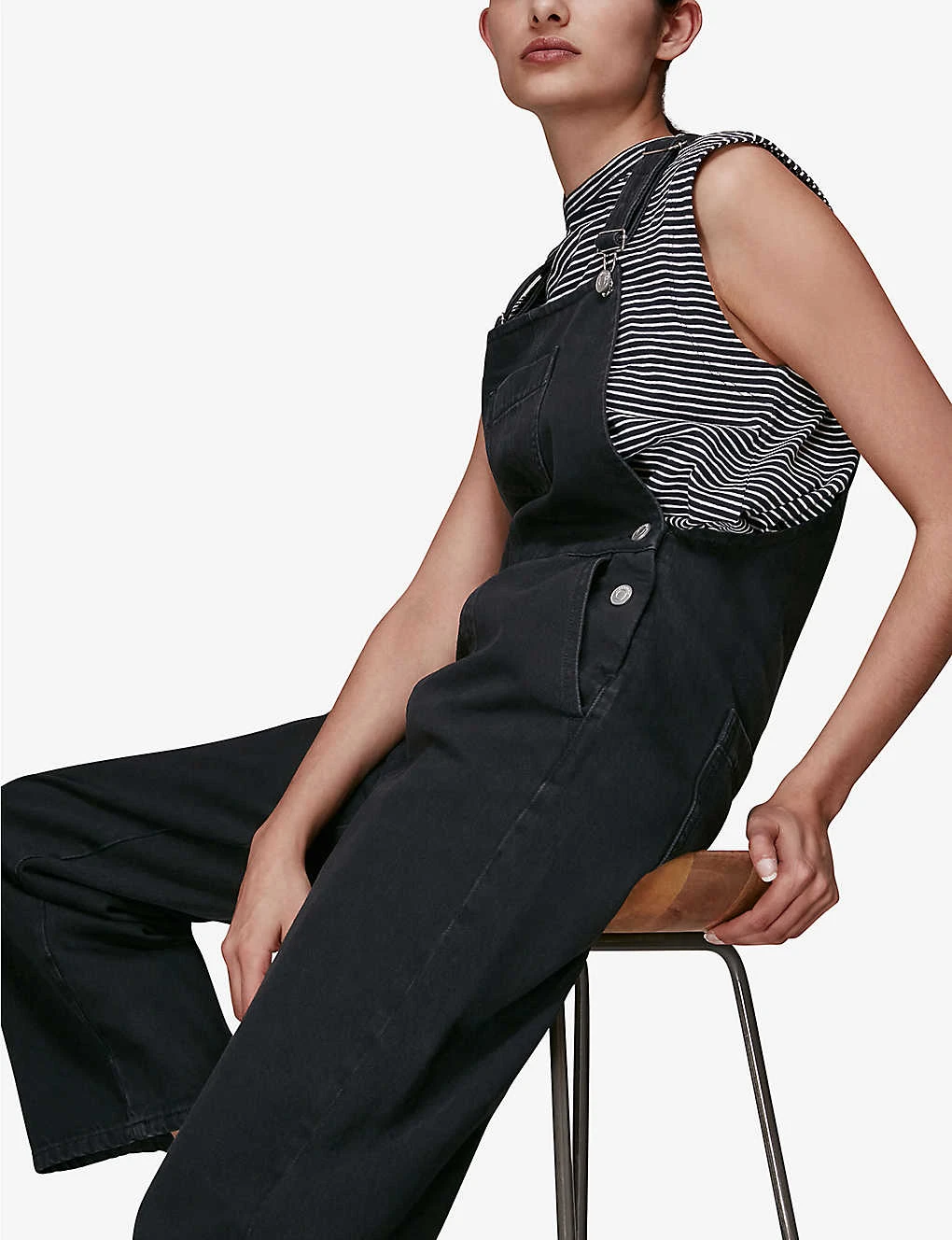 Whistles Leni Square-neck Denim Dungarees 5 Whistles Leni Square-neck Denim Dungarees - Image 5