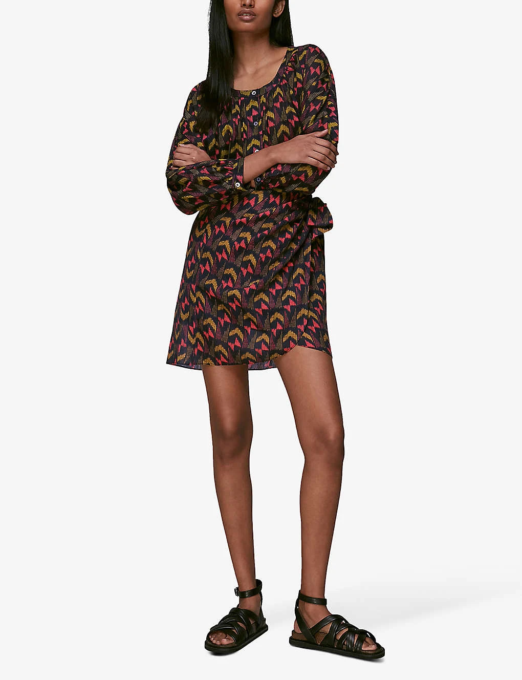 Whistles Ikat-print Wrap-front Cotton Mini Skirt 4 Whistles Ikat-print Wrap-front Cotton Mini Skirt - Image 4