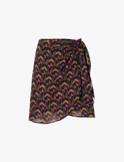 Whistles Ikat-print Wrap-front Cotton Mini Skirt