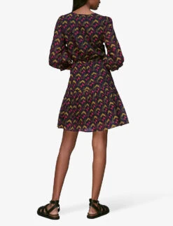 Whistles Ikat-print Cotton Mini Dress 8 Whistles Ikat-print Cotton Mini Dress -The Fashion Shop R03778570 BLACK ALT02