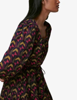 Whistles Ikat-print Cotton Mini Dress 11 Whistles Ikat-print Cotton Mini Dress -The Fashion Shop R03778570 BLACK ALT05