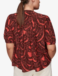 Whistles Graphic-print Short-sleeved Woven Blouse 6 Whistles Graphic-print Short-sleeved Woven Blouse -The Fashion Shop R03778575 MULTICOLOURED ALT02