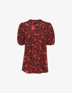 Whistles Graphic-print Short-sleeved Woven Blouse