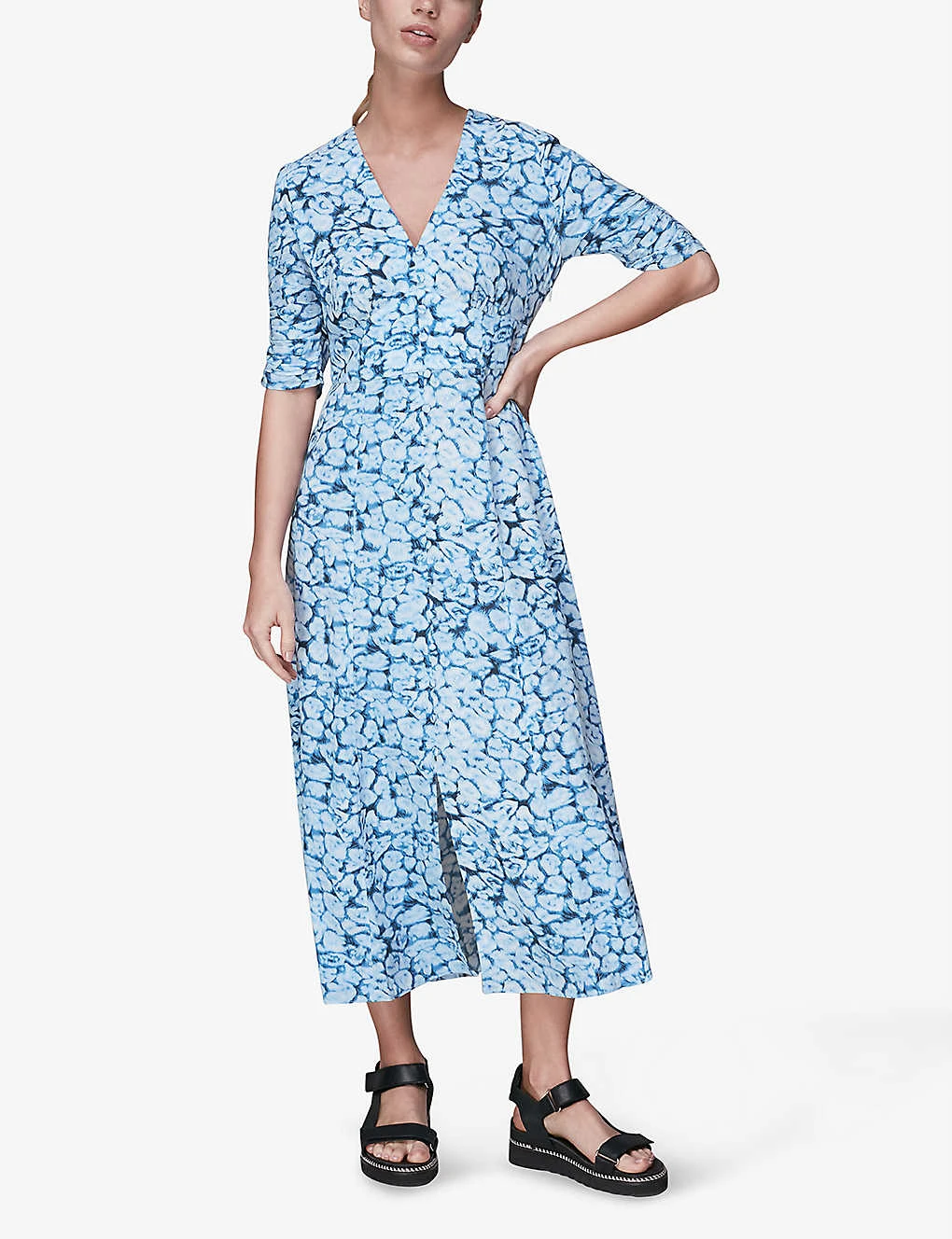Whistles Clouded Leopard Viscose Midi Dress 2 Whistles Clouded Leopard Viscose Midi Dress - Image 2