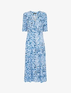 Whistles Clouded Leopard Viscose Midi Dress