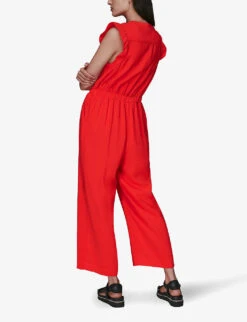Whistles Frilled Wide-leg Woven Jumpsuit 7 Whistles Frilled Wide-leg Woven Jumpsuit -The Fashion Shop R03789450 RED ALT02