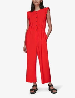 Whistles Frilled Wide-leg Woven Jumpsuit 8 Whistles Frilled Wide-leg Woven Jumpsuit -The Fashion Shop R03789450 RED ALT03