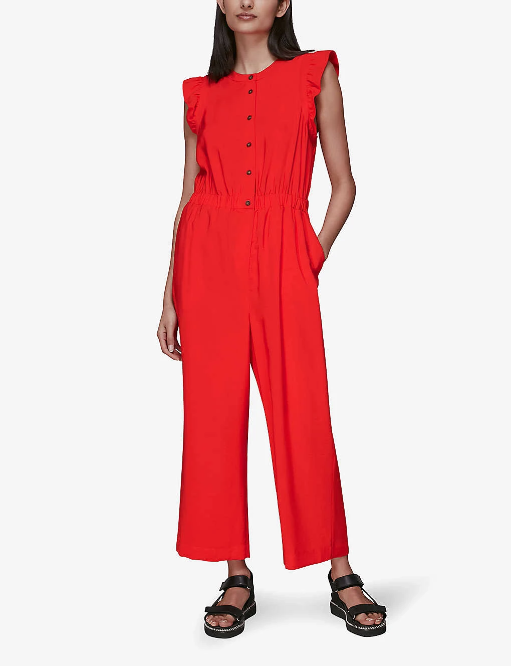 Whistles Frilled Wide-leg Woven Jumpsuit 4 Whistles Frilled Wide-leg Woven Jumpsuit - Image 4