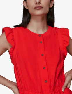 Whistles Frilled Wide-leg Woven Jumpsuit 9 Whistles Frilled Wide-leg Woven Jumpsuit -The Fashion Shop R03789450 RED ALT04