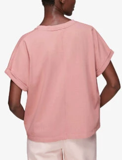 Whistles Button-detail Cotton Henley T-shirt 7 Whistles Button-detail Cotton Henley T-shirt -The Fashion Shop R03804442 PINK ALT02