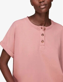 Whistles Button-detail Cotton Henley T-shirt 8 Whistles Button-detail Cotton Henley T-shirt -The Fashion Shop R03804442 PINK ALT03
