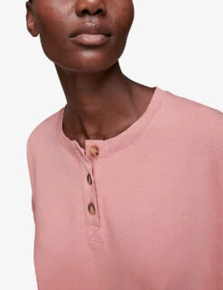 Whistles Button-detail Cotton Henley T-shirt 9 Whistles Button-detail Cotton Henley T-shirt -The Fashion Shop R03804442 PINK ALT04