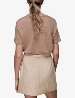 Whistles High-waist Linen Mini Skirt 6 Whistles High-waist Linen Mini Skirt -The Fashion Shop R03806757 TAN ALT02