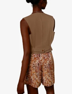 Whistles Marble-print Silk Shorts -The Fashion Shop R03807525 MULTICOLOURED ALT02