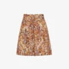 Whistles Marble-print Silk Shorts