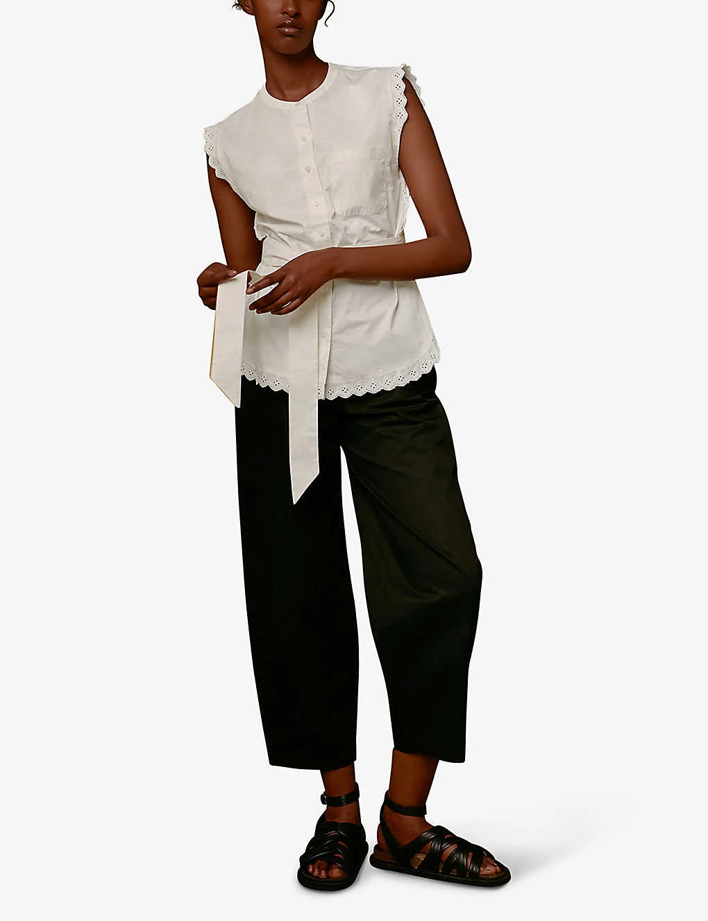 Whistles Scalloped-trim Cotton-poplin Blouse 2 Whistles Scalloped-trim Cotton-poplin Blouse - Image 2
