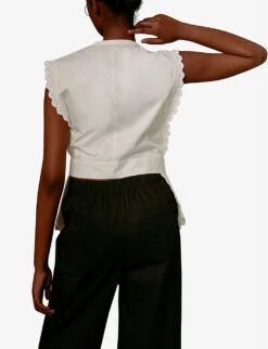 Whistles Scalloped-trim Cotton-poplin Blouse 8 Whistles Scalloped-trim Cotton-poplin Blouse -The Fashion Shop R03807528 WHITE ALT03