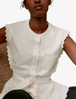 Whistles Scalloped-trim Cotton-poplin Blouse 9 Whistles Scalloped-trim Cotton-poplin Blouse -The Fashion Shop R03807528 WHITE ALT04