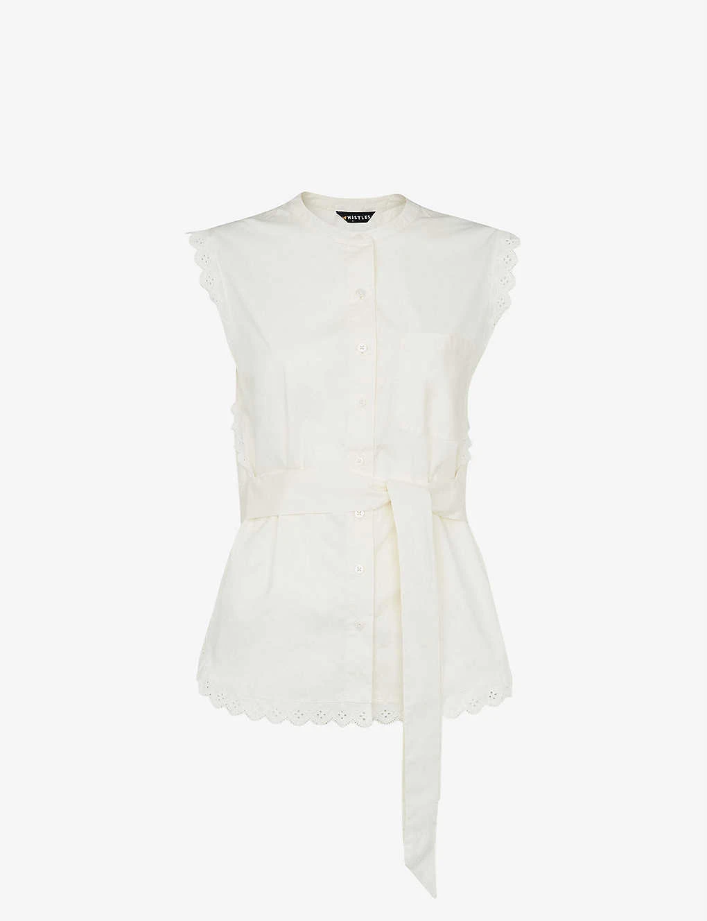 Whistles Scalloped-trim Cotton-poplin Blouse 1 Whistles Scalloped-trim Cotton-poplin Blouse