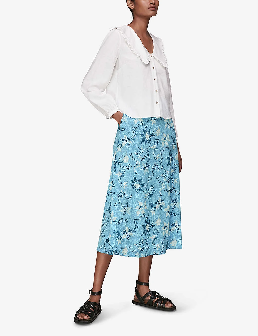 Whistles Batik Garland Print Midi Skirt 2 Whistles Batik Garland Print Midi Skirt - Image 2
