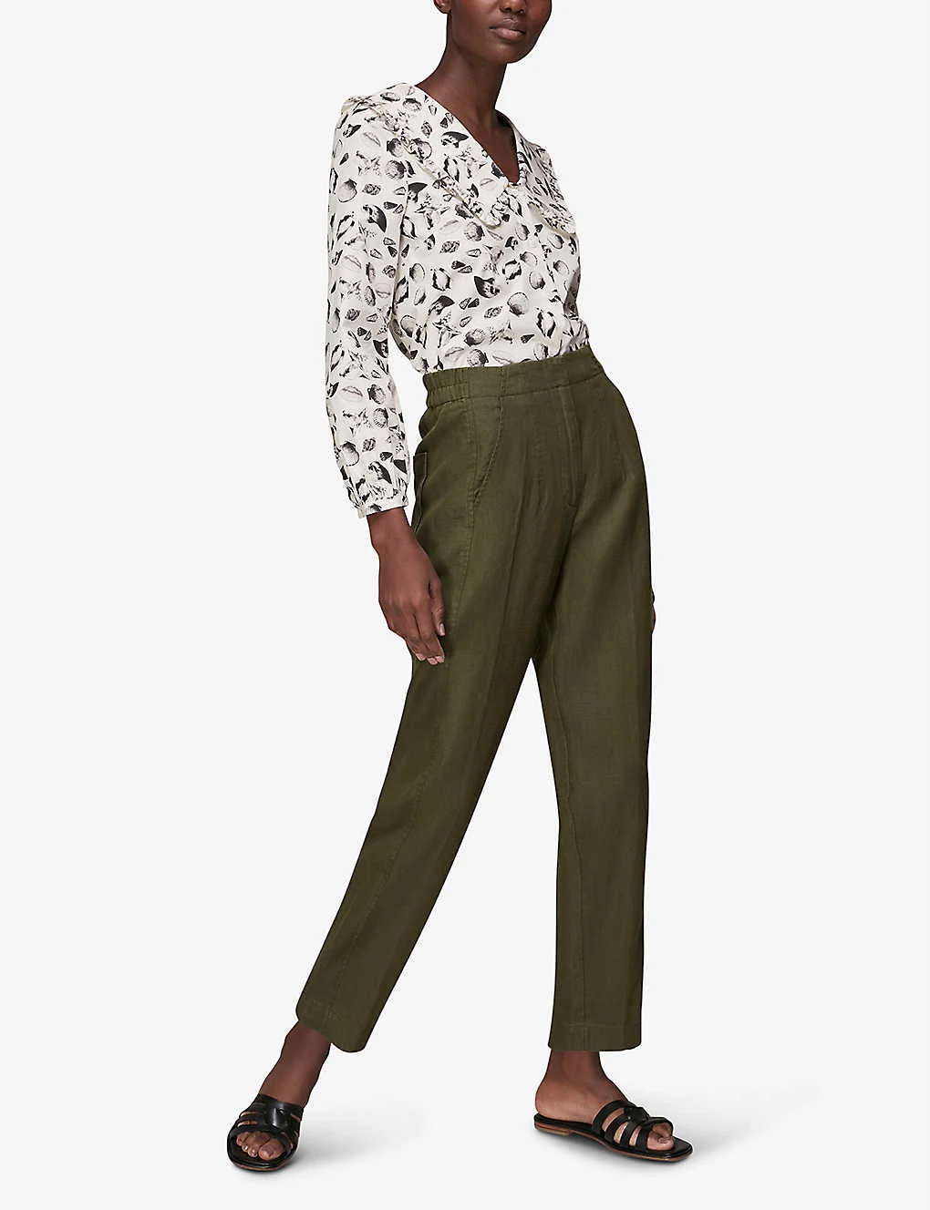 Whistles Barrel-leg Loose-fit Linen Trousers 2 Whistles Barrel-leg Loose-fit Linen Trousers - Image 2