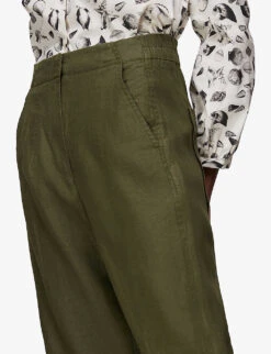 Whistles Barrel-leg Loose-fit Linen Trousers 8 Whistles Barrel-leg Loose-fit Linen Trousers -The Fashion Shop R03810647 KHAKIOLIVE ALT04
