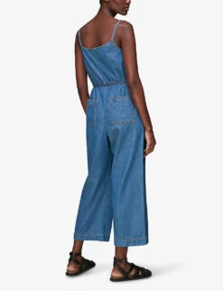 Whistles Strappy Tie-waist Denim Jumpsuit 6 Whistles Strappy Tie-waist Denim Jumpsuit -The Fashion Shop R03810648 BLUE ALT02