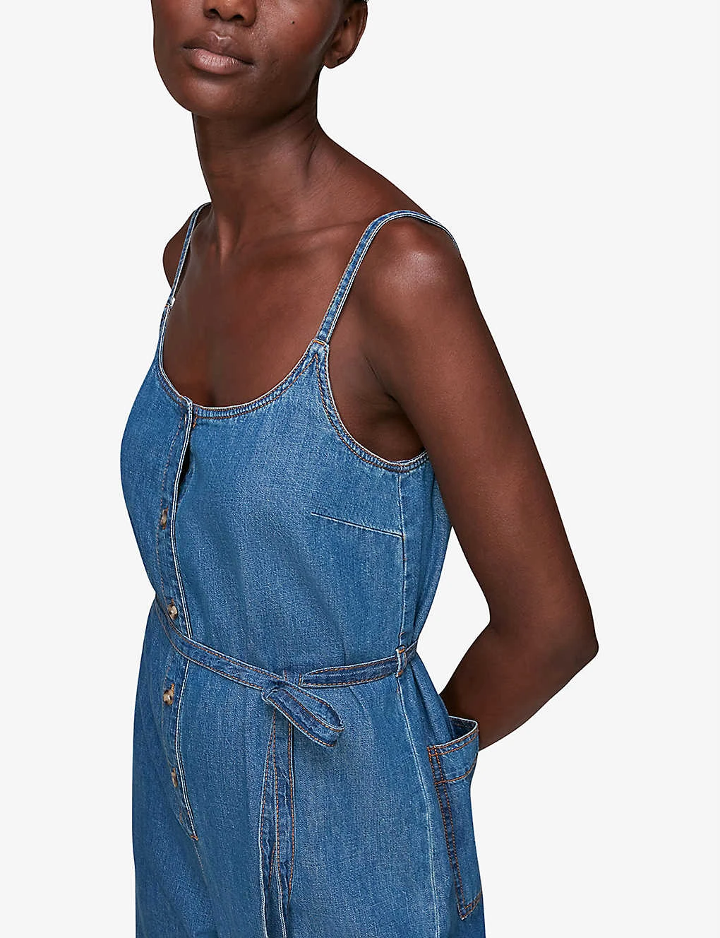 Whistles Strappy Tie-waist Denim Jumpsuit 4 Whistles Strappy Tie-waist Denim Jumpsuit - Image 4