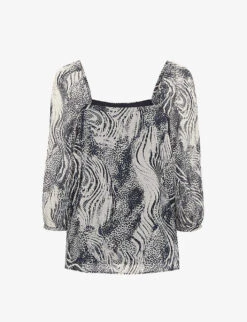 Whistles Blanche Tiger-print Woven Top