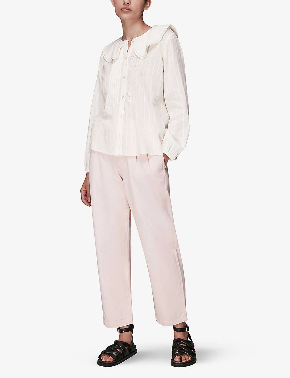 Whistles Darcie Oversized-collar Cotton Top 2 Whistles Darcie Oversized-collar Cotton Top - Image 2