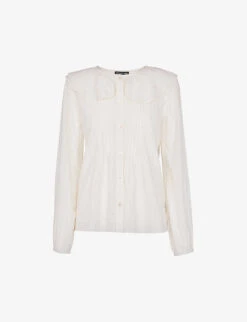 Whistles Darcie Oversized-collar Cotton Top
